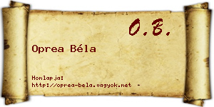 Oprea Béla névjegykártya